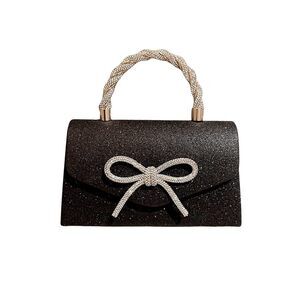 Rhinestone Bow Knot Clutch - Elegant Top Handle Evening Bag